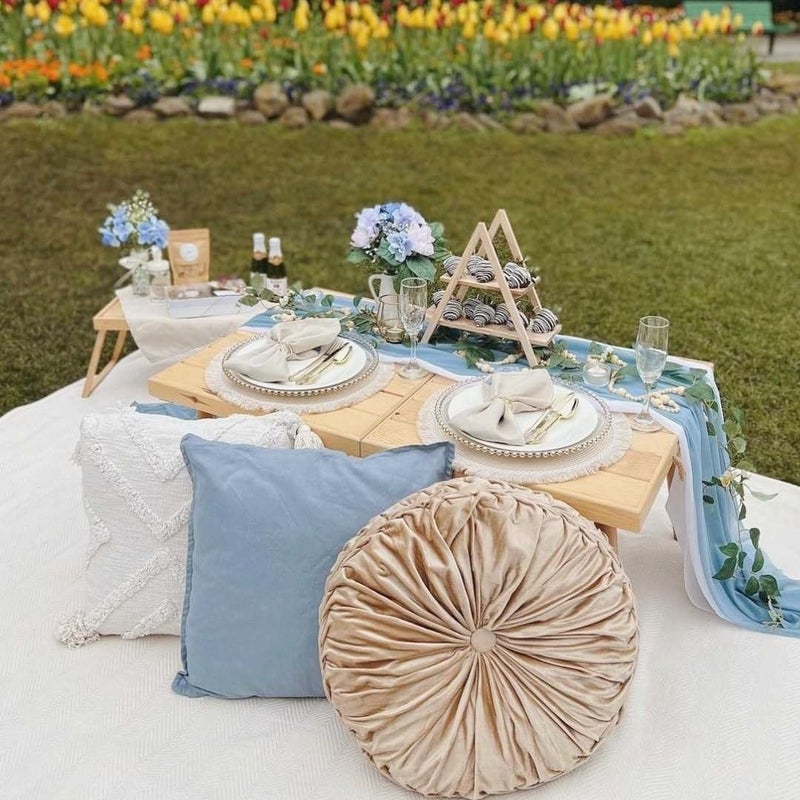 B.Cool B-COOL Blue Table Runner for Chiffon Table Runners 2 Pieces 27x120 Inches Long Sheer Fabric for Easter Wedding Boho Christmas Fall Baby Shower Decorations - Image 2